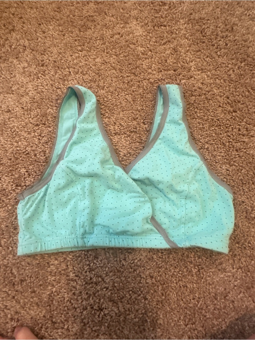 Comfort Stretch Wireless Nursing Bra- Mint with Gray Trim